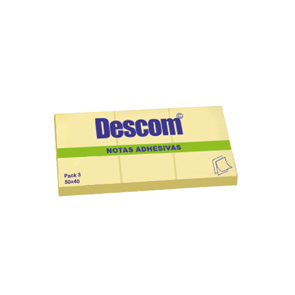Notas adhesivas Descom 50x40 mm. Pack 3