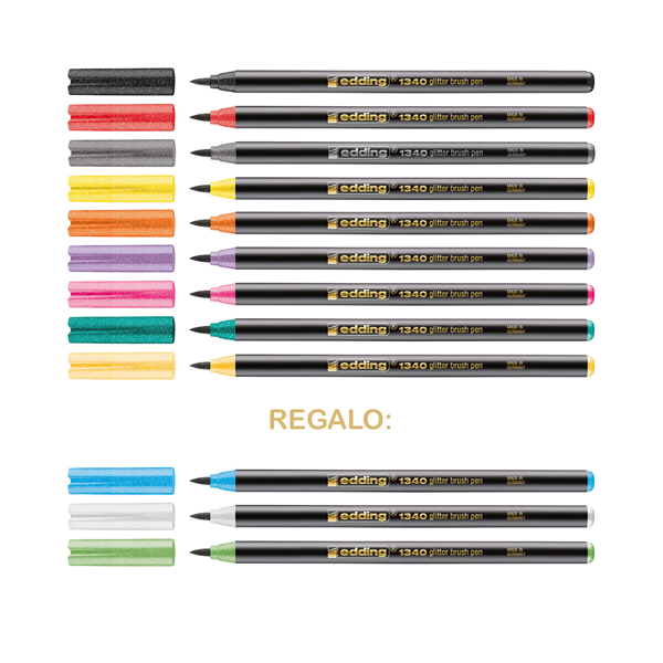 Estuche 15 + 6 gratis edding 1200 y 1340 glitter