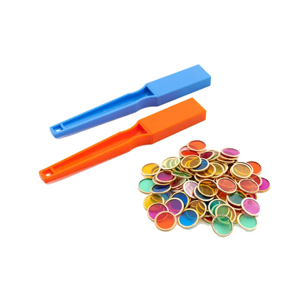 Varitas y 100 fichas magnéticas color transl. Set de 2