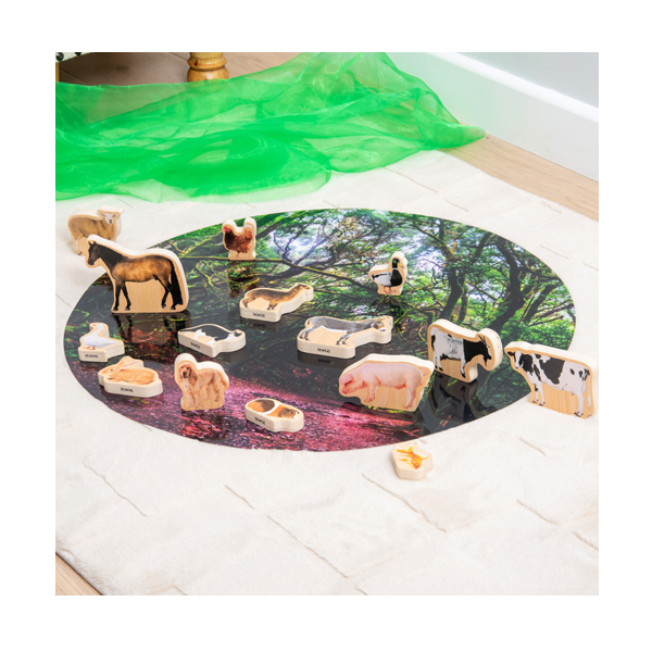 Set 15 bloques madera animales domésticos