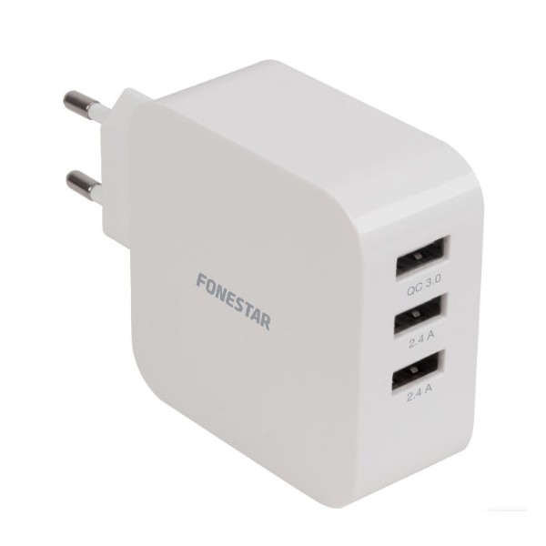 Cargador pared ultrarrapido 3X Usb 36W 7.8A USBPOWER-3FAST