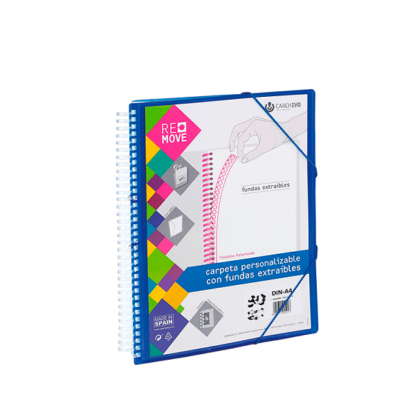 Carpeta multif. espiral A4 Remove 30 h. Azul eléct. (2)