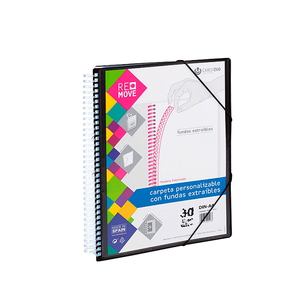 Carpeta multif. espiral A4 Remove 30 h. Negro (2)
